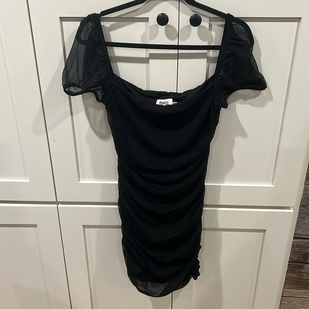 Princess Polly Black Ruched Mini Dress size 10